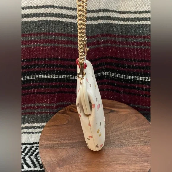 Coach Nora White Leather Cherry Kisslock Frame Crossbody - Picture 11 of 14